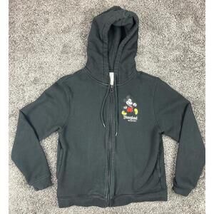 Disneyland Resort Hoodie Full Zip Black Embroidered Women's Micky Mouse Sz S